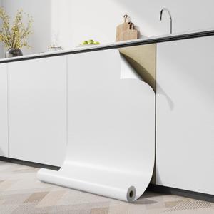 practicalWs 15.7 inch x118 inch White Contatc Paper Self-Adhesive Removable Wallpaper Easy to Apply Peel and Stick Wallpaper Kitchen Countertop Cabinet Reform Decor Wall Paper