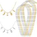 Misdary 12 Pcs Paperclip Chain Necklace Paperclip Charm Necklace for Women, 16 Inch and 18 Inch 3 x 9 mm Chains for Jewelry Making with Adjustable Link Chains (Gold Silver)