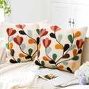 FuWeave 2 Pcs Boho Floral Embroidered Decorative Throw Pillow Covers with Zipper 18 x 18 Inch Colorful Boho Embroidered Pillow Covers Aesthetic Decor for Couch Sofa Housewarming Gifts