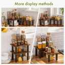 Cabinet Organizer Shelf, 2 Tier Countertop Spice Rack for Kitchen Counter, Seasoning Organizer with Wood-Grain Shelves, Kitchen Countertop Organizer for Spices, Sauces and Small Items (4 Pcs, Brown)