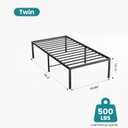 Sweetcrispy Twin Size 18 Inch Platform Bed Frame, Heavy Duty Metal Foundation Frame, Noise-Free Sturdy Steel Slats, Underbed Storage, No Box Spring Needed, Quick Setup