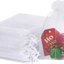 HRX Package 100pcs White Organza Bags, 4x6 inch Mesh Bags Drawstring Gift Bags Jewelry Pouches for Candy Wedding Favors Christmas