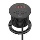 Desk Power Grommet with 35W USB C Fast Charging, 3 Inch Desktop Recessed Outlet with 4 USB Ports, HDMI Ports, Flush Mount Outlets Desk Charging Station for Conference Rooms, Office Tables, Furniture