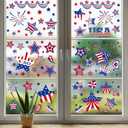 4 x 4th of July Window Clings Patriotic Independence Day Labor Day Window Stickers, USA Stars Veterans Day, Fourth of July Window Decorations for School Home Office Party Supplies