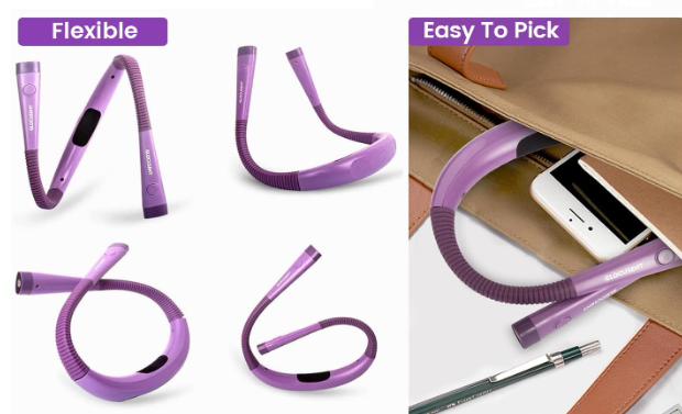 Glocusent Book Light, Bendable Neck Light, Tri-Head Book Light for Reading in Bed, Book Lovers Gifts