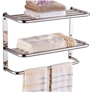 LUANT 24 Inch Bathroom Shelf 3-Tier Wall Mounting Rack with Towel Bars