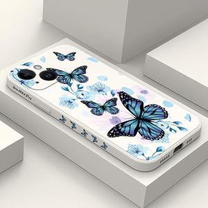 LEECG for iPhone 15 Pro Case Anti Scratch Soft Microfiber Lining, Soft Shockproof Slim Fit Floral for iPhone 15 Pro Phone Cover 6.1 inch-Aurora Butterfly