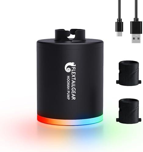 FLEXTAILGEAR Electric Hookah Pump Kit, Mini Portable Hookah Starter with 1300 mAh Rechargeable Battery Led Light, Coal Burner Helper Shisha Nargila Warm Up Set Smoke Bar Accessories