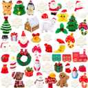 50PCS Miniature Christmas Figurines Set  Mini Resin Christmas Decorations with Snowflakes, Santa, Snowman, Tree, Gifts  Mini Resin Figures for Crafts, Dollhouse & Holiday Dcor