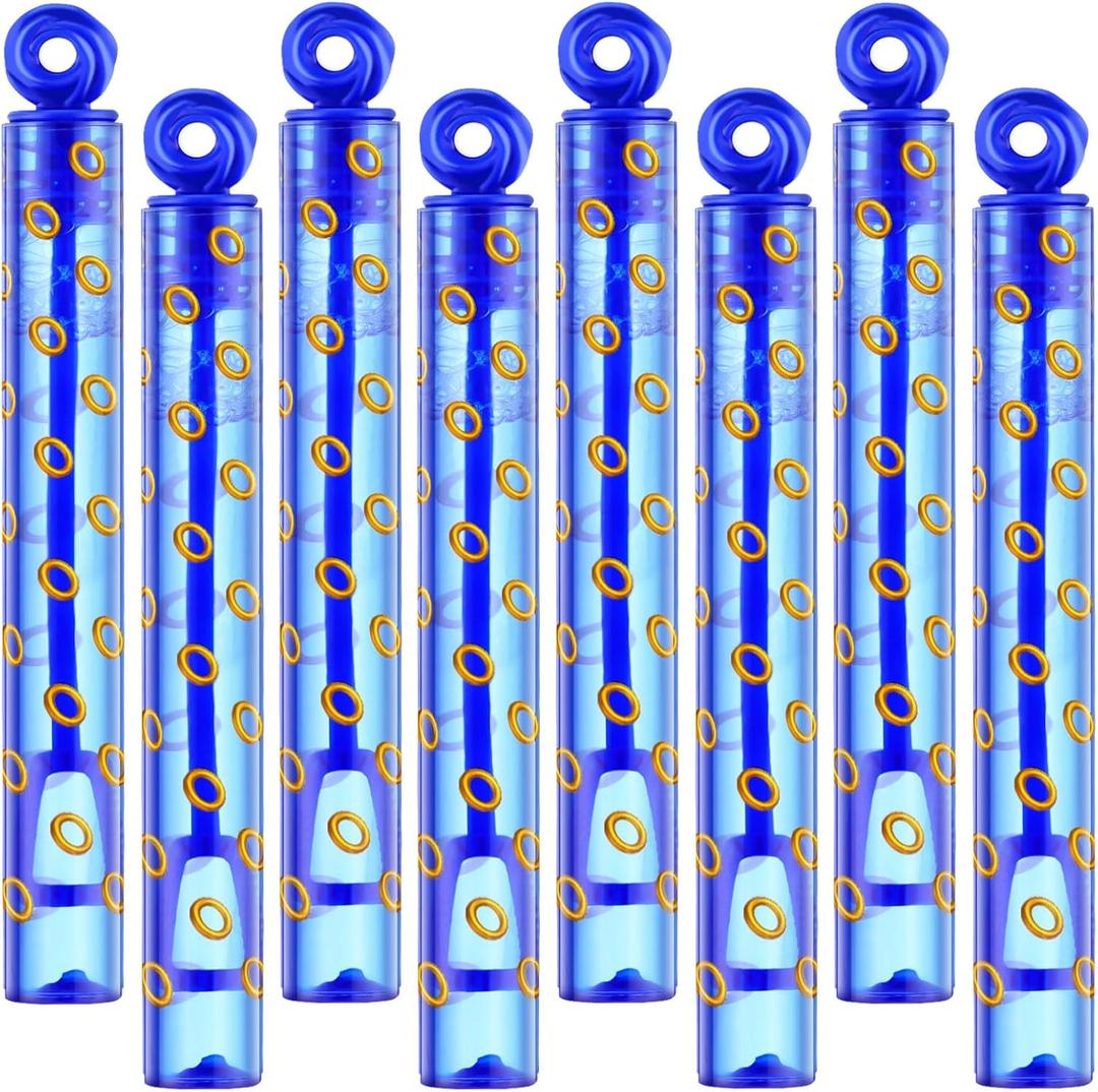 32 Pcs Blue with Gold Ring Print Bubble Wands Bubbles Party Favors for Adult Summer Activity Birthday Gifts Carnival Goody Bag Stuffers Wedding Supplies