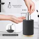 7PCS Bathroom Accessories Set, with Soap Dispenser, Q-tip Holder, Toothbrush Holder, Tumbler, Soap Dish, Vanity Tray, Bathroom Set Complete Organizer Countertop for Modern Decor, Black