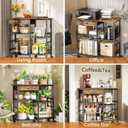 Microwave Stand, 6-Tier Microwave Cart with Wheels & Adjustable Shelf, Coffee Bar Table Station, Rolling Storage Cart Organizer Shelf for Living Room, Kitchen Island, Office, Rustic Brown
