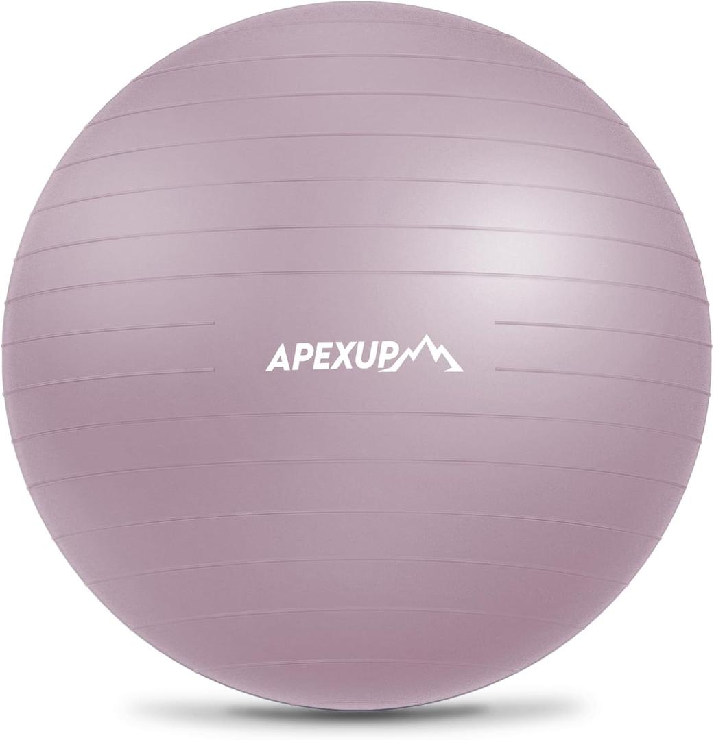 APEXUP Yoga Ball Exercise Ball Anti Slip Heavy Duty for Fitness, Balance & Core Workout (S (15"~18") 45cm, Mauve)