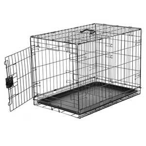 Amazon Basics Durable, Foldable Metal Wire Dog Crate with Tray, Single Door, 30 x 19 x 21 in, Black