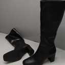 Square Toe Clean Knee High Boots, Black, Size:7M