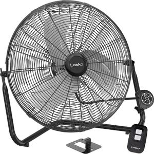 Lasko 20" Black High Velocity Wall Mount Fan with Pivoting Head - 3 Speeds, Ideal Wall Mount Fan or Floor Fan for Home, Garage, Attic, 2264QM