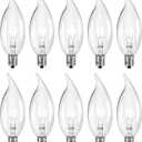 10-Pack E12 Base 60W B10 CTC Incandescent Clear Dimmable Light Bulbs Long-Lasting, Energy-Efficient, Transparent Candle Light Bulbs for Chandeliers, Ceiling Fans, Pendants, and Fireplaces