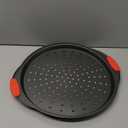 NutriChef 13-Inch Nonstick Pizza Tray - Round Carbon Steel Non-Stick Pizza Pan with Perforated Holes, Premium Bakeware Pizza Screen with Silicone Grip Handles, Dishwasher Safe - NCBPIZ1