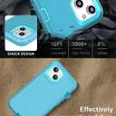 Compatible with iPhone 13& iPhone 14 Case [2 Screen Protectors ] Military Grade Full Body Cover, Heavy Duty Shockproof Drop Proof Protection Case 6.1"(Light Blue)