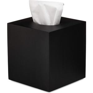 Essentra Home Matte Black Collection Square Tissue Box Cover