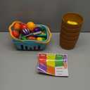 Cutting Play Food Toys for Kids, Pretend Play Kitchen Accessories, Cutting Food Sorting Toy, Fake Fruits/Vegetables Set with Shopping Storage Basket, Plastic Board and Knife, Birthday Gift