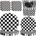 300pcs Gingham Paper Plates and Napkins Gingham Checkered Bachelorette Party Supplies Glamping Birthday Tableware Set Summer Plaid Camping Themed Party Favors Baby Bridal Shower