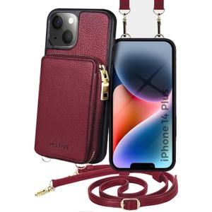 MOTIVE for iPhone 14 Plus Wallet Case, Crossbody Phone Case for Apple iPhone 14 Plus, Zipper Purse Case Wallet with RFID Blocking Card Holder | 6.7" Color Red Wine - Fancy Series MOTIVE for iPhone 14 Plus Wallet Case, Crossbody Phone Case for Apple iPhone 14 Plus, Zipper Purse Case Wallet with RFID Blocking Card Holder | 6.7" Color Red Wine - Fancy Series