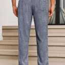 Runcati Mens Casual Pants Drawstring Elastic Waist Lightweight Cropped Linen Pants Summer Yoga Beach Trousers (X-Large, Dark Grey)