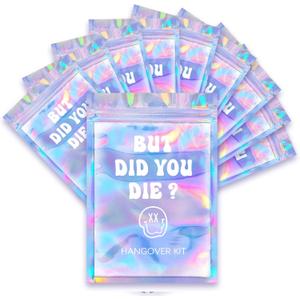 HOUSE OF PARTY Hangover Kit Bags - 10 Pcs | (5"x7") But Did You Die Printed Ziplock Storage bags | Preprinted Holographic Resealable Bags for Packaging, Travel Bachelorette Party Favors