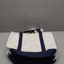 5 Medium beige and navy Blue tote bags