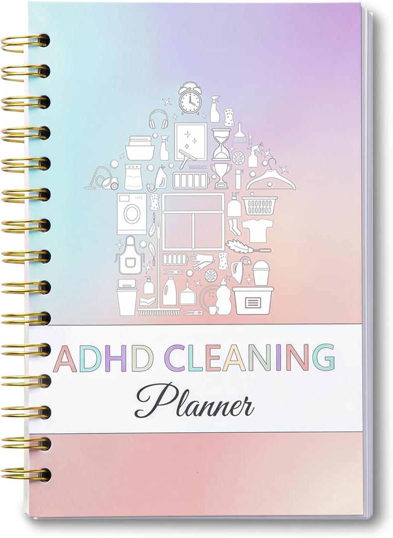 Apex ADHD Cleaning Planner for Adults & Women - Undated A5 Spiral Executive Functioning Planner - "Write-Once" Home Management System & Routine Tracker - 52-Week De-Shaming Tool, Splash-Proof PP Cover