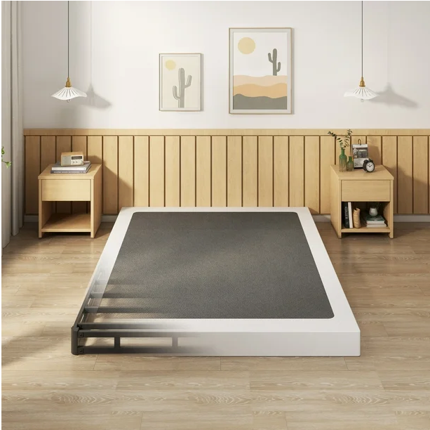Maenizi 4 inch Full Box Spring Bed Base, 3000 lbs Heavy Duty Metal Mattress Foundation with Fabric Cover, Easy Assembly, Black
