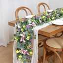 2 Pack 5.68 FT Artificial Daisy Garland with 3D Butterfly, Hanging Fake Flowers Greenery Eucalyptus Garland Floral Vines for Wedding Table Home Room Sping Summer Decor, 2pcs