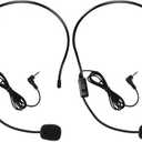 VOVIGGOL 2Pcs Microphone Headset Mic, Flexible Wired Boom for Voice Amplifier, 3.5mm Connector Jack Headset Microphone for Singing, Speaking, Teachers, Coaches, Presentations, Seniors and More