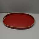 Spsyrine Red Plastic Serving Tray for Ottoman, Coffee Table, Oval Decorative Tray for Entertaining, Outdoor, Living Room, Home Decor (15.5" x 10.6" x 1.4")
