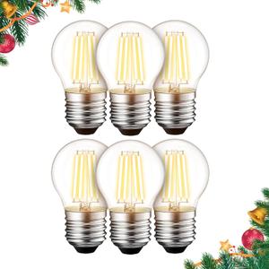 BlueStars G45 E26 Edison LED Filament Globe Bulb 120V 5W (60 Watt Equivalent), 2700K Warm White 550lm Non-Dimmable for Home Decoration, Pendant, Antique Light Fixtures, 6 Packs
