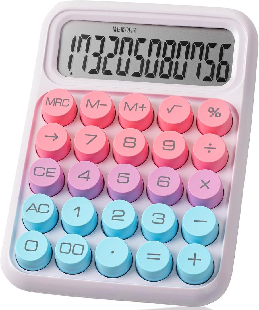 Mr. Pen- Mechanical Switch Calculator, 12 Digits, Large LCD Display, Colorful Calculator Big Buttons, Back to School Supplies (Bubble Gum)