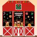 Newwiee 4 Pcs Large Christmas Reindeer Door Cover Set Elk Classroom Door Decoration Christmas Reindeer Background Banner Xmas Deer Party Decor for Wall Window Classroom Office Home Indoor Outdoor