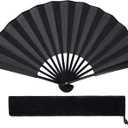 choyaxo Black Folding Hand Fan for Performance Wedding Decoration Dancing Party Gift