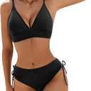 AI'MAGE Bikini Set for Women High Waisted Two Piece Swimsuits Sexy V Neck Bathing Suit 2025 (XX-Large, Black)