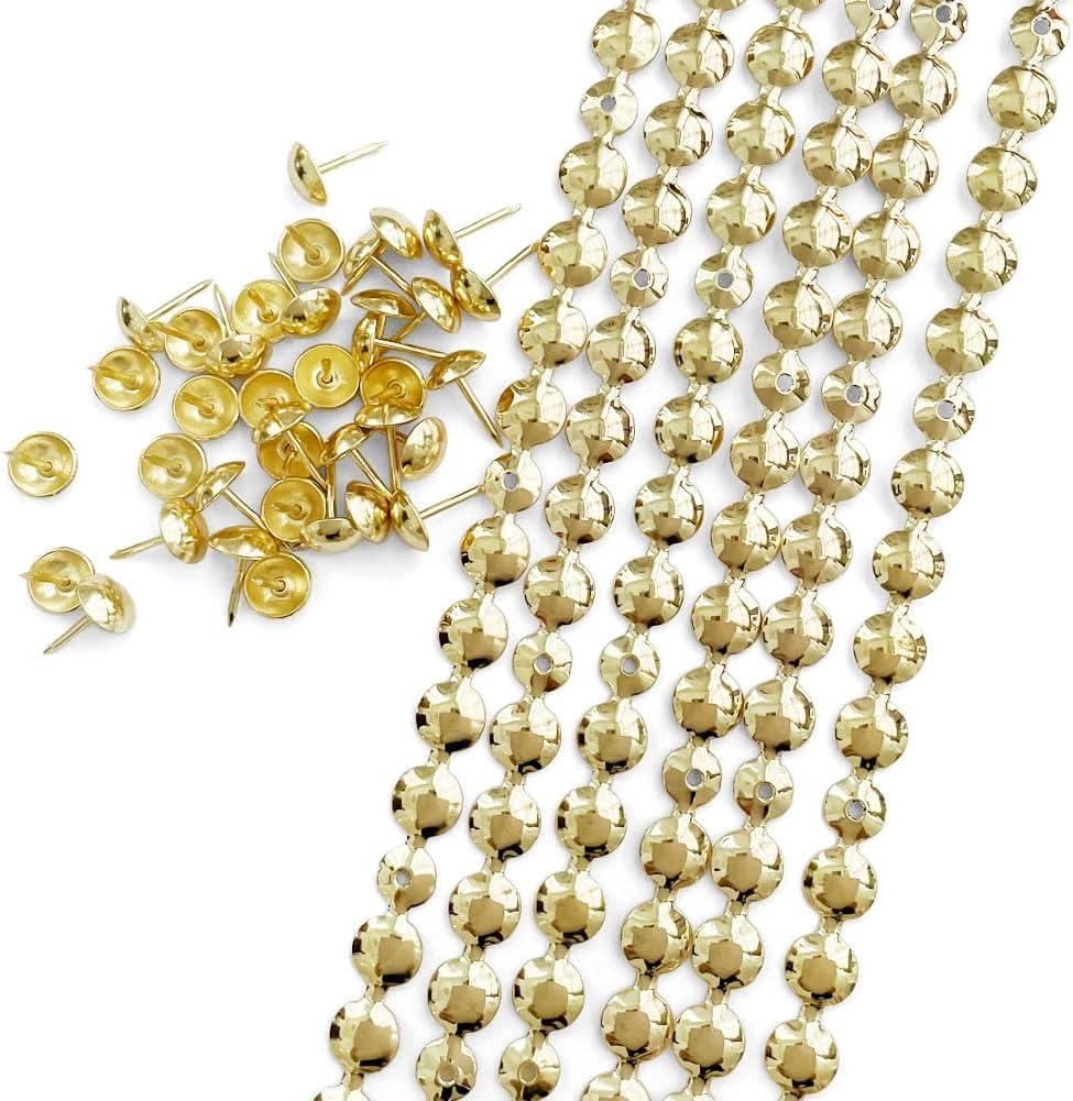 Let's Decorate 10 Meters D11mm Gold Upholstery Tacks Strips/Nailhead Trims,Decorative Nail Strips with Upholstery Tacks for Sofa Headboard Bench(F:11mm Golden)