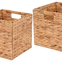 11x11in Storage Baskets Cube Baskets 2 pcs Baskets,Foldable Handwoven Water Hyacinth Laundry Organizer,Cube Storage Baskets for Shelf