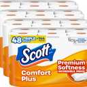 Scott ComfortPlus Toilet Paper, 48 Triple Rolls, 231 Sheets per Roll, Septic-Safe, 1-Ply Toilet Tissue