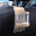 Amelity Multifunctional Car Back Seat Hooks with Cup Holder, Water Cup Hook (Beige)