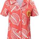 Unisex Animal Nook Tom Shirt Cosplay Costume Short Sleeve Button up Tops (Large, Female-isabelle)