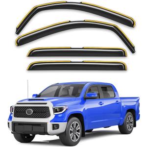 in-Channel Rain Guards Fit for Trucks Toyota Tundra 2007-2021 CrewMax, Extra Durable Window Rain Guards Visors Vent Visors Window Deflector Vent Shades Car Accessories -4 pcs