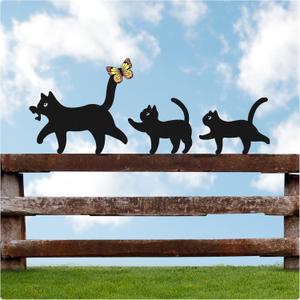 Fence Yard Statues Garden Stake, Metal Wall Art Statues Outdoor Rust-Proof Decor, Laser Cut Silhouette Art Double Sided Metal Sculpture for Outdoor Courtyard Garden Fence TreeBlack Cat