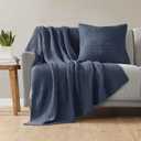 Ink+Ivy Bree Knit Throw Blanket for Bed, Sofa, and Couch, Lightweight, Breathable, Soft & Cozy Summer Blanket, Throw (50 in x 60 in), Indigo