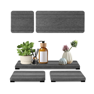 3PCS Water Absorbing Stone Tray, DryingNeat Diatomite Stone Sink Tray, Instant Dry Sink Coasters, Kitchen Sponge Hand Soap Holder, Countertop Fast Drying Counter Trays,8 * 4inch and 4 * 4inch