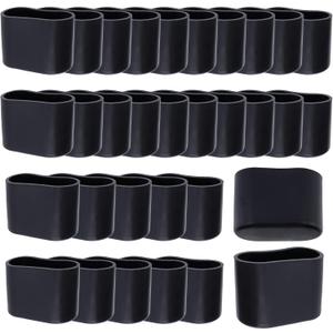 Geesatis 1.6" X 0.7" Oval Chair Leg Caps, PVC Table Chair Leg Cover, Hardwood Floor Protector, Double Thickness, Black, PVC, Rectangle,32 Pack